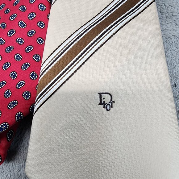 Four Piece Tie Assortment Set Mens Christian Dior Claudio Gatti Carlo Colombo - Picture 6 of 7